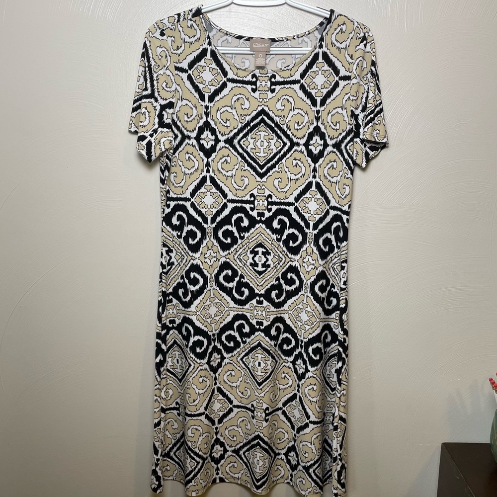 Chicos Short Sleeve Patterned Dress Size 0